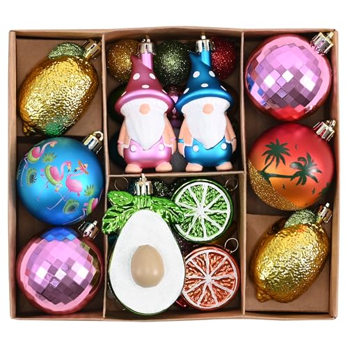 30-Piece Shatterproof Summer Tree Ornaments Set - Tropical Coastal Decor