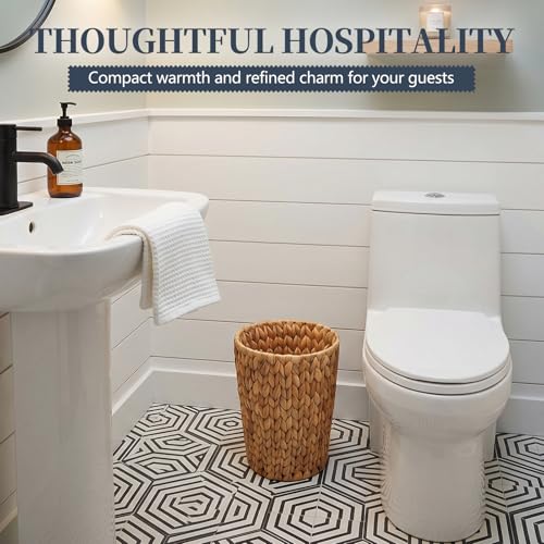 Natural Water Hyacinth Wicker Trash Can - 2 Gallon Small Waste Basket
