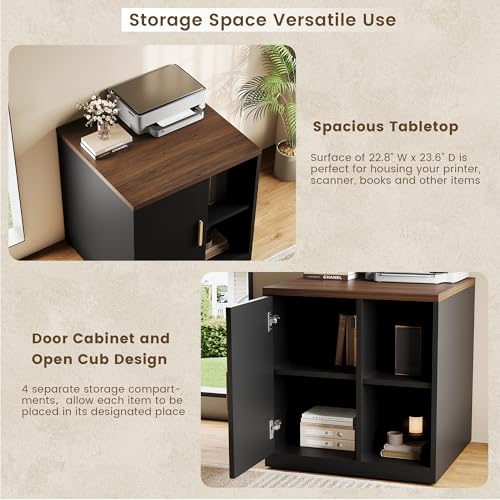 23-Inch Printer Stand with Storage Cabinet and Adjustable Shelves