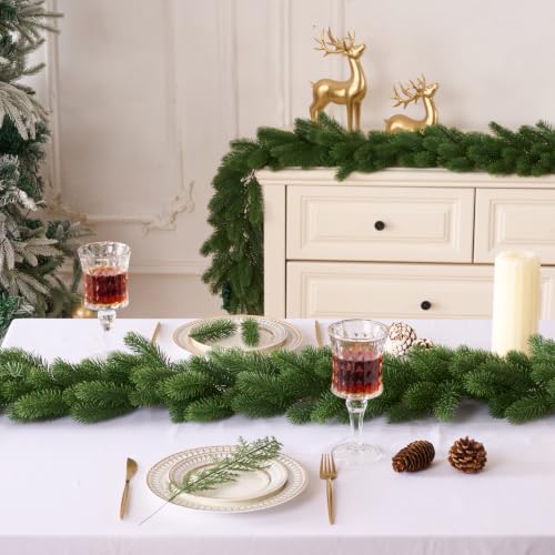 6FT Prelit Norfolk Pine Garland - Artificial Christmas Wreath with LED Lights, Lush Realistic Foliage, Indoor Outdoor Decor