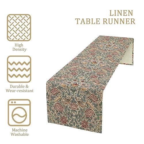 William Morris Table Runner 13x90in (Variation W13"x L90"), JanJCurt Original Design Rustic Ethnic Print