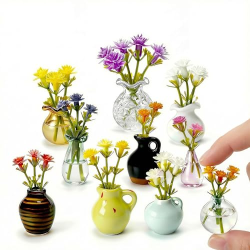Hand-Blown Mini Vase Magnets for Fridge - Set of 10 Glass & Ceramic Bud Vases