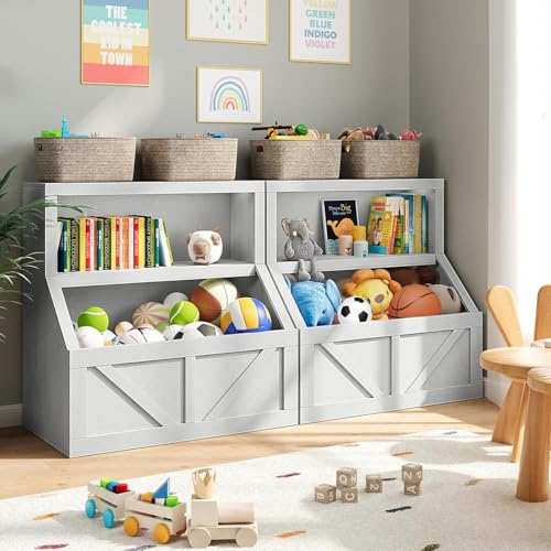 Kids Bookshelf and Toy Storage Organizer with Toy Chest