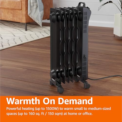 Portable Oil Space Heater 7-Fin 1500W Electric Radiator with Thermostat