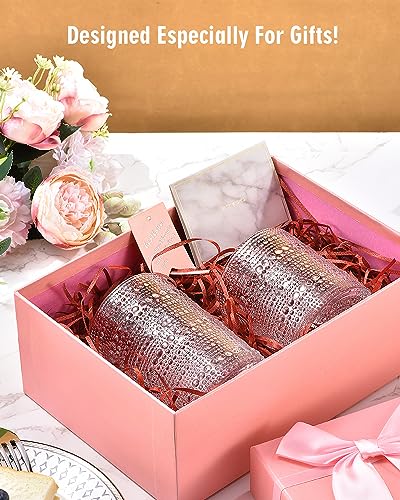Vintage Hobnail Drinking Glasses Set of 8, Embossed Glassware 12oz & 14oz