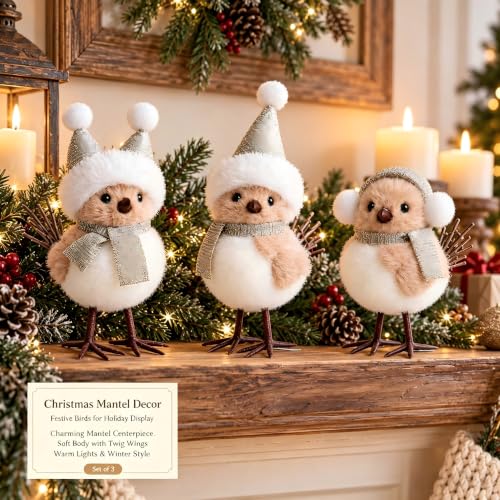 White 3-Pack Christmas Bird Plush Ornaments | Holiday Tree Decorations