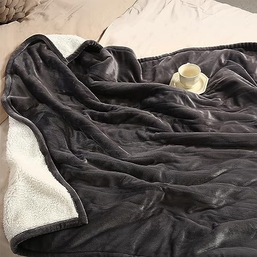 Electric Heated Throw Blanket - 50"x60", 5 Heating Levels, Auto Off, Dark Gray