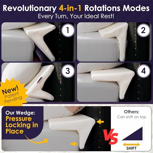 4-in-1 Bed Wedge Pillow Gap Filler for Headboard Gap Up to 7"