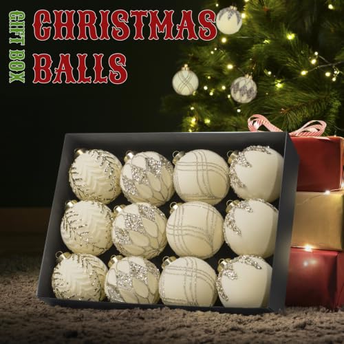 12-Pack Velvet Christmas Ball Ornaments - 80mm/3.15 in Flocked