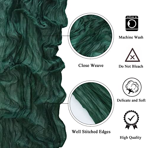 FANPROMS Emerald Green Gauze Table Runner 2 Pack 35" x 10FT Rustic Wedding Decor