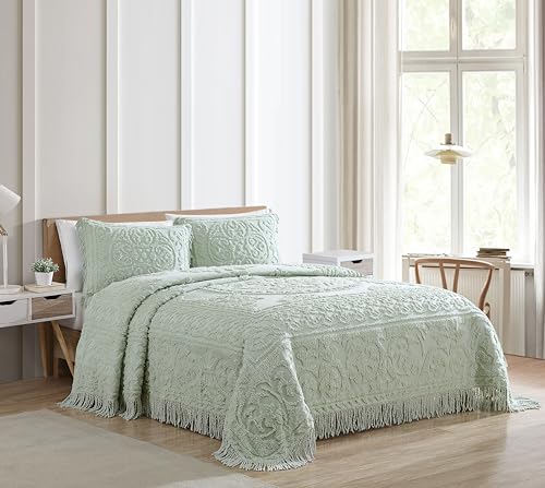 Medallion Cotton Chenille Pillow Sham, Sage - Vintage Tufted Standard Size