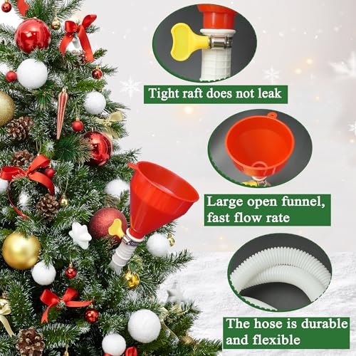 Joewuzun 1.5m Red Christmas Tree Watering Funnel with Long Spout & Ties