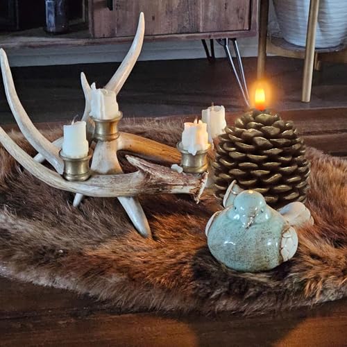 Pine Cone Candles (Golden-Brown) 4.8 in Battery-Operated 2-Pack w/ Remote & Timer - Flameless Pinecone Decor