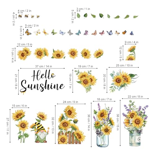 Sunflower & Butterfly Window Clings - Double-Sided PVC Decals
