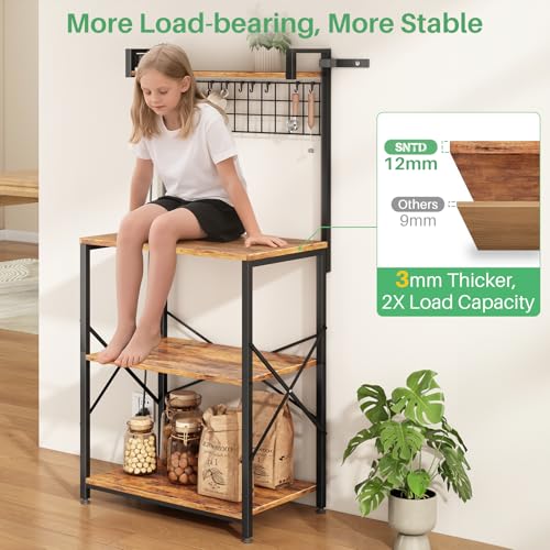 4-Tier Kitchen Bakers Rack with Power Outlet, Microwave & Coffee Stand