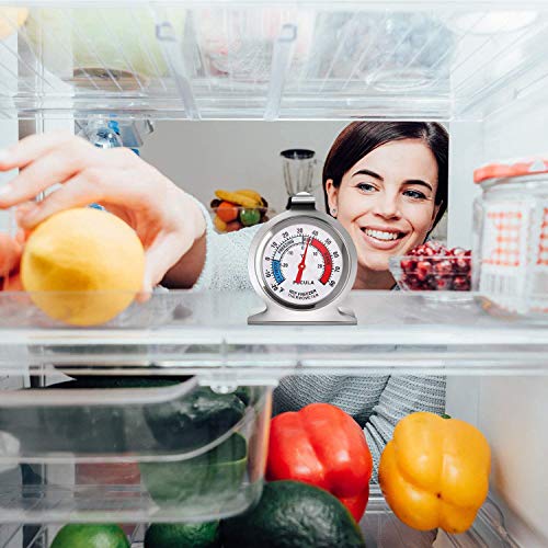 Refrigerator & Freezer Thermometer 2-Pack - Stainless Steel Large Dial