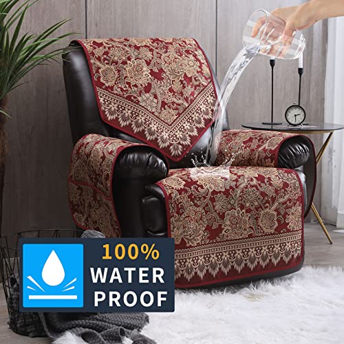Waterproof Recliner Chair Covers with Non-Slip Design - Large Size, Red