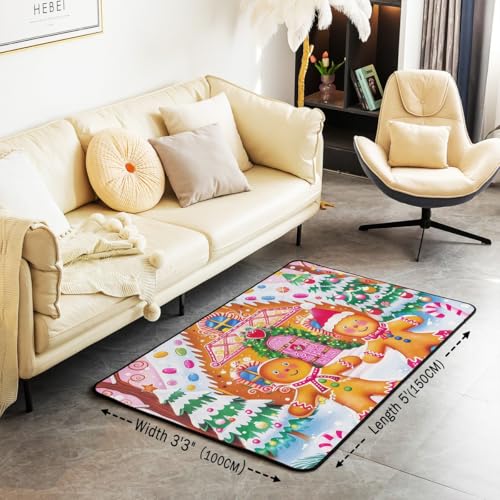 Feelyou 3'3" x 4'11" Pink Merry Christmas Kids Area Rug - Living Room & Playroom