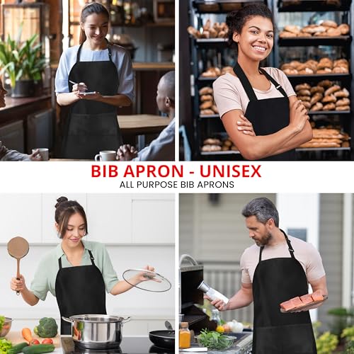 10-Pack Adjustable Bib Aprons with 2 Pockets, Water & Oil Resistant