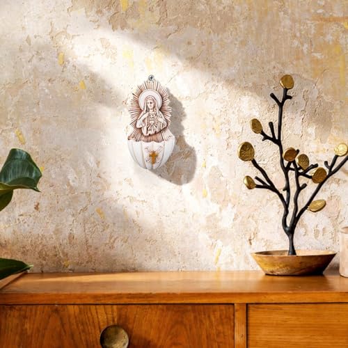 2 Pcs Holy Water Font for Wall, Resin Sacred Heart Catholic Home Decor