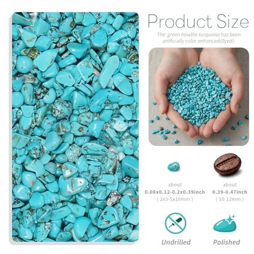 Howlite Turquoise Tumbled Chip Stones - 1 lb Irregular Crushed Crystals