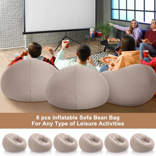 6-Piece Inflatable Bean Bag Chair Set with Electric Pump for Camping