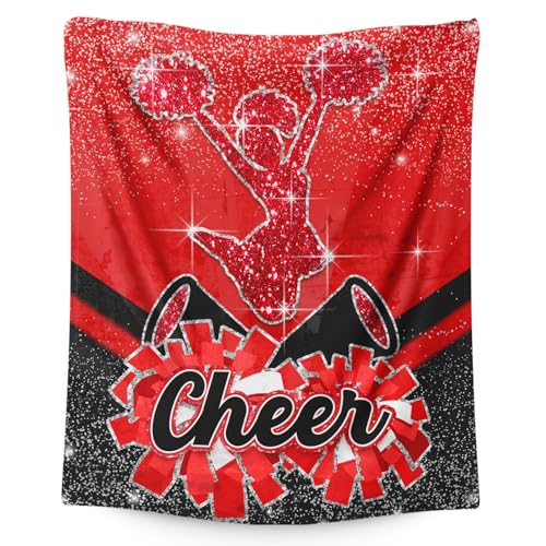 CUSTOMJOY Red 60x50 Inch Cheerleading Throw Blanket for Kids & Teens – Soft Flannel