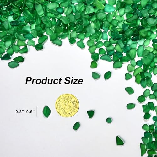 Green Sea Glass Stones for Crafts - 1 lb Small Pebbles for Aquariums & Vases