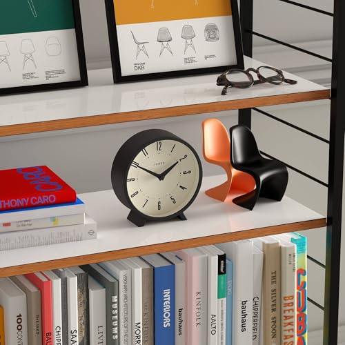 Modern Round Desk Clock, Retro Style Mantel Clock with Quartz Movement
