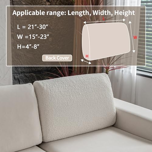 Stretch Sofa Cushion Cover, Washable Soft Slipcover for Sectional Sofa - Ivory