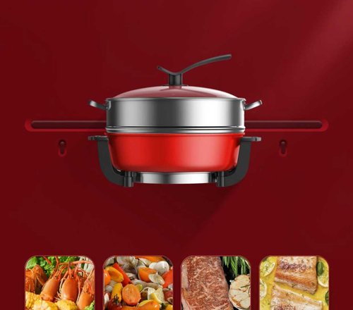 Electric Griddle Skillet Shabu Shabu Hot Pot Nonstick Cooking Frying Pan 2 Flavor Wok Fast Rapid Heat (Divided)