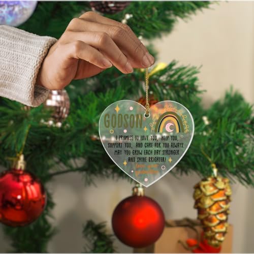 NKBINLILI Godson Gift Heart Ornament Keepsake Sign C - Birthday Christmas Graduation Baptism