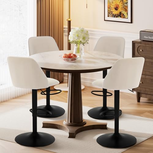 Modern Swivel Bar Stools, Adjustable Height Upholstered Chairs - Set of 2
