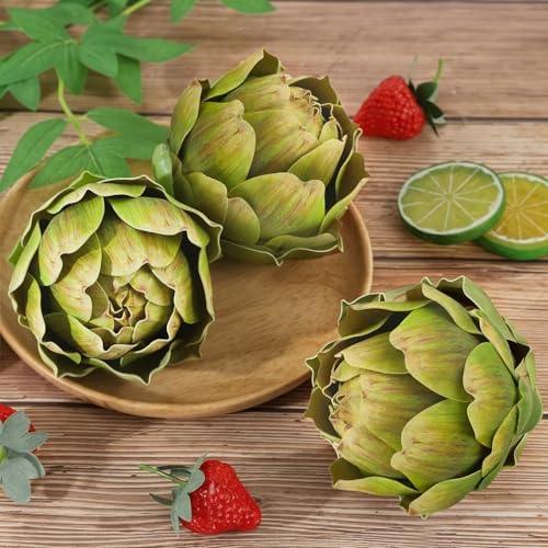 6Pcs Faux Artichokes - Lifelike Artificial Vegetables for Home Decor