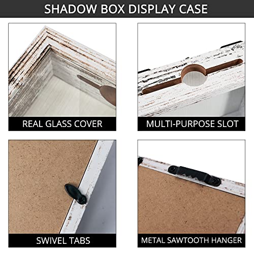8x10 White Shadow Box Frame with Real Glass and Easel Back