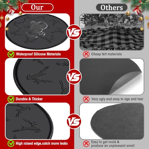 Waterproof Silicone Christmas Tree Floor Protector Mat with Raised Lip