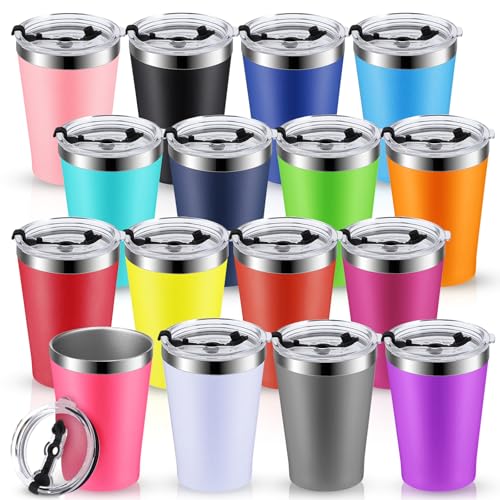 Potchen 12 oz Stainless Steel Insulated Travel Mug with Leak-Proof Lid - Bulk Pack of 16, Cold & Hot Drinks