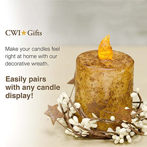 Ivory Pip Twig Candle Ring Wreath 6-Inch Rustic Farmhouse Decor