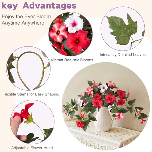 2PCS Lifelike Artificial Petunia Flowers - UV Resistant Faux Silk for Outdoor Decor