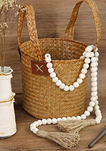 58-Inch Natural Wood Bead Garland Farmhouse Rustic Wall Decor
