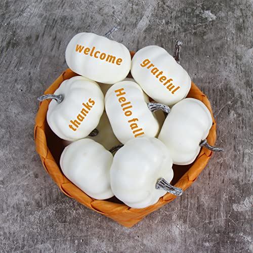 12-Piece Set 3.1-inch White Artificial Pumpkins for Fall Home Decor
