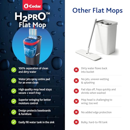 Dual Tank Flat Mop System with Washable Microfiber Pad for Hardwood & Tile