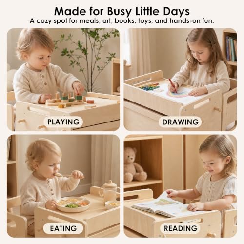 Montessori Weaning Table and Chair Set - Adjustable Wooden Toddler Furniture