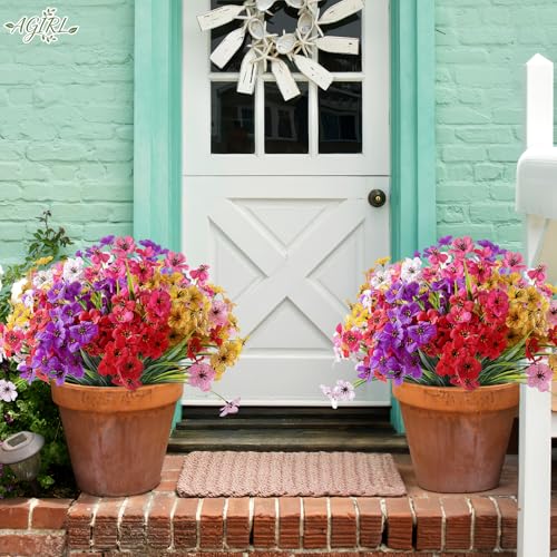 UV-Resistant Outdoor Artificial Flowers - 24 Bundles Faux Plants for Porch