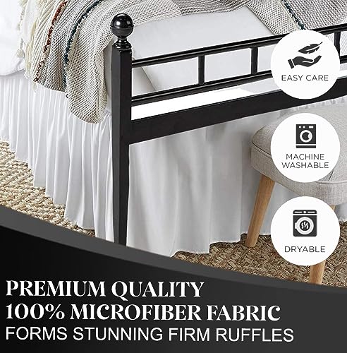 White Twin Ruffled Bed Skirt - 12 Inch Drop Microfiber Dust Ruffle