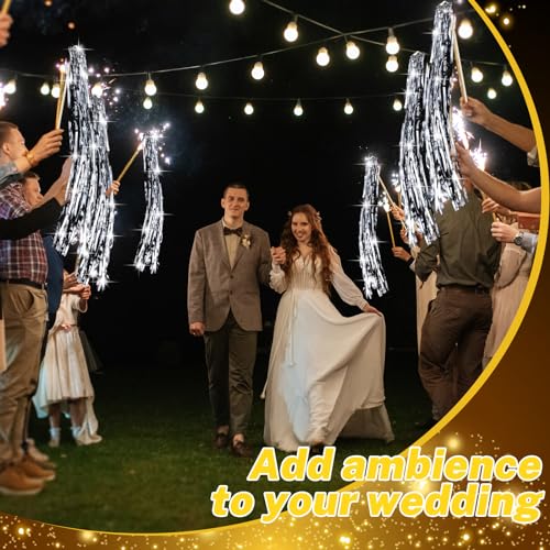 Silver Wedding Ribbon Wands with Bells - 50 Pack Fairy Send Off Sticks