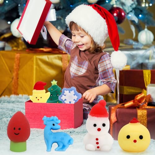 Christmas Mochi Squishy Toys Set of 50 - Stress Relief & Party Favors