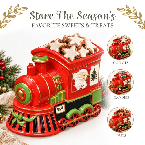 Spode Christmas Tree Train Engine Dish - 9.75 inch Earthenware Candy Bowl