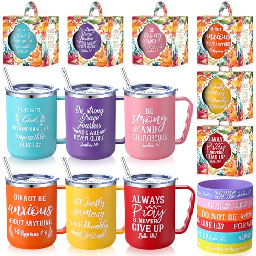 Patelai Bright Bible Coffee Mugs 18 Pcs 17 oz with Lids Straws Gift Set