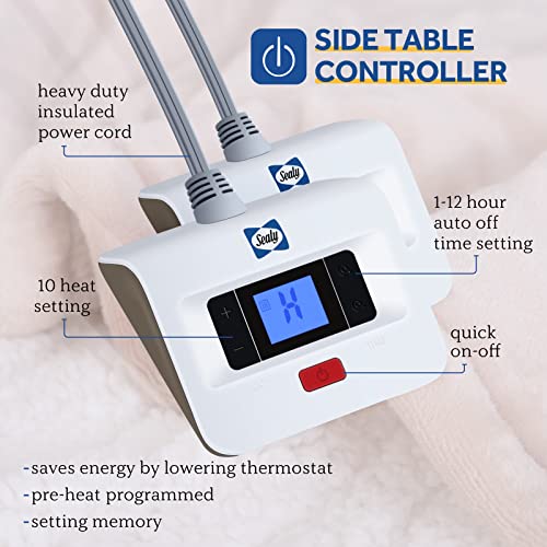 King Size Heated Electric Blanket with Dual Control - Flannel Sherpa